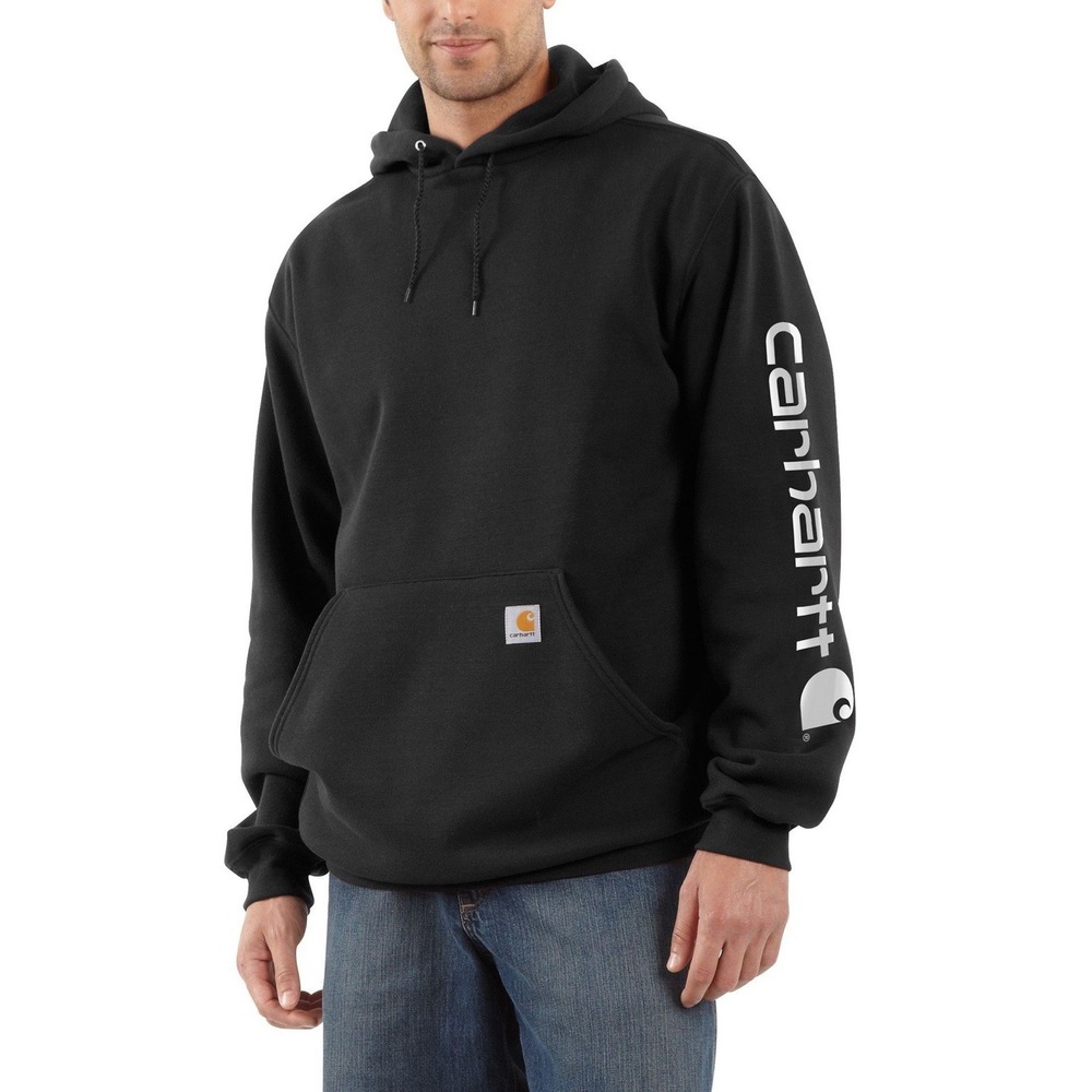Carhartt sweatshirt Hooded Mid Weight Pullover Hoodie Jacket Size M Black Logot